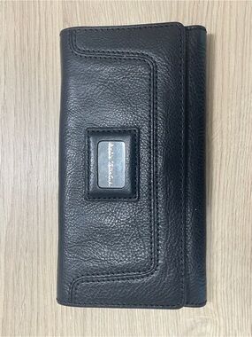 Michael Kors Black Leather Continental Wallet with Metal Logo Plate